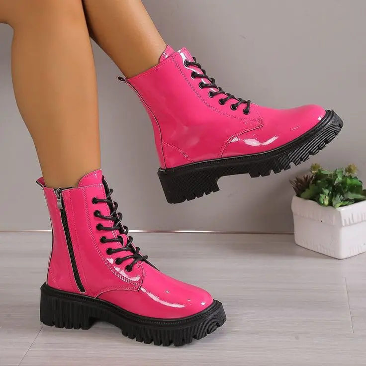 Women's Pink Ankle Boots | High Ankle Length Casual Boots for Girls