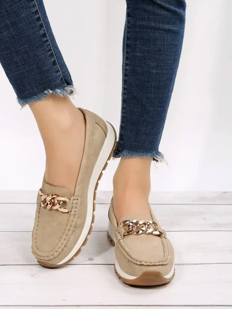 Women Comfort Insole Lightweight Beige Loafers