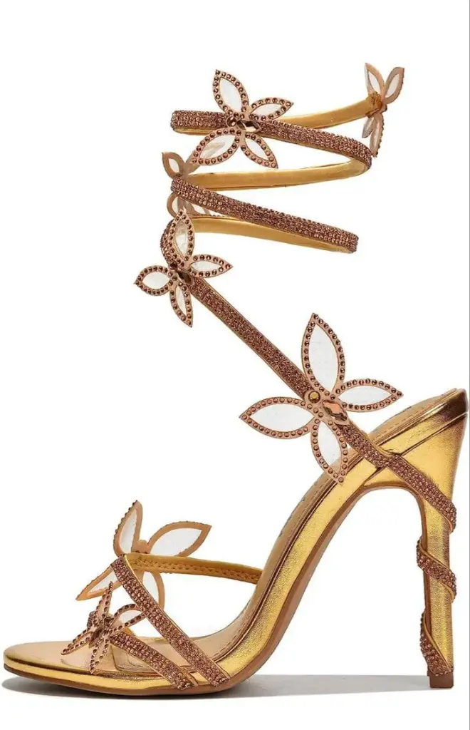 Women Butterfly Rhinestone Strappy High Heels Sandals