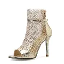Embellished mesh peep toe ankle boots