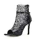 Embellished mesh peep toe ankle boots