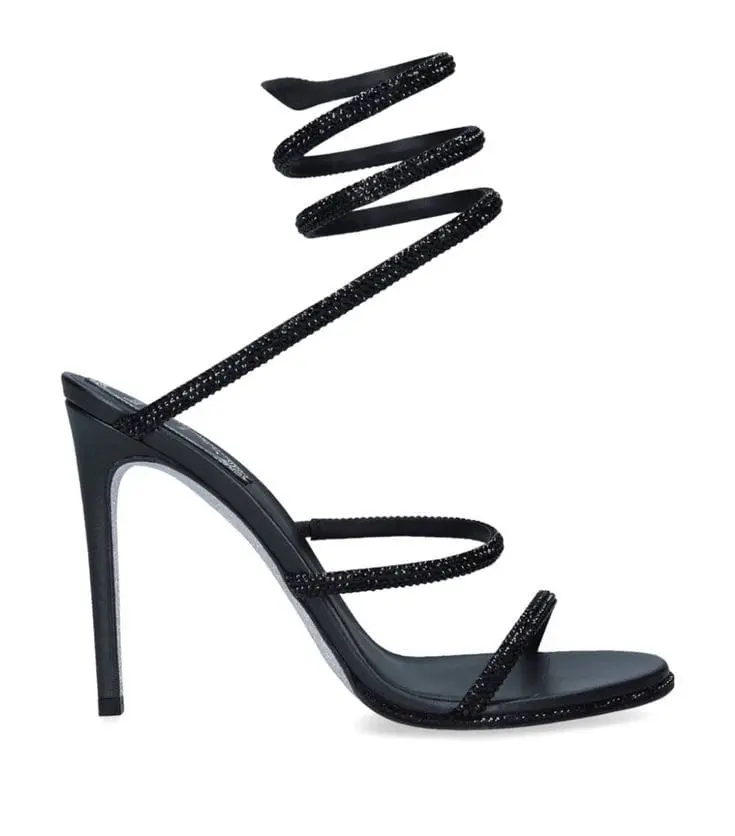 Women's Black Crystal-embellished Sandals
