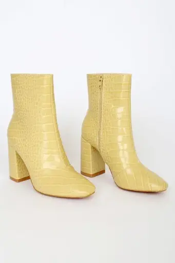Golden Snakeskin Sock Fit Block Heeled Ankle Boots