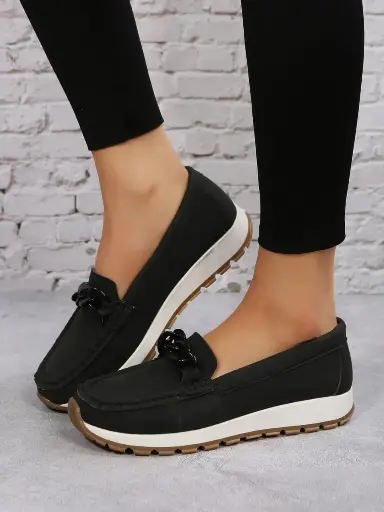 Women Comfort Insole Lightweight Black Loafers