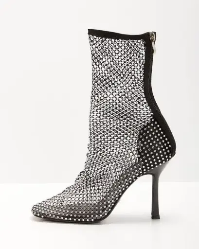 Crystal Mesh Stretch Fabric High Heels