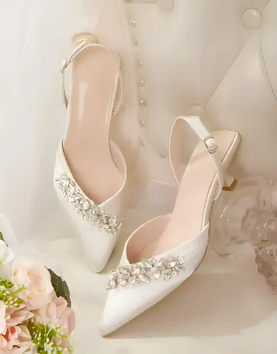 Crystal Embellishments Sling Back Pumps