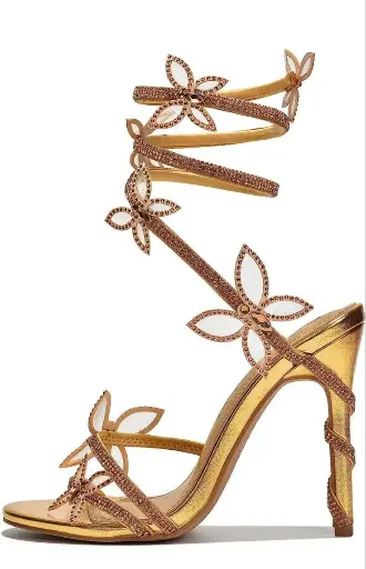 Women Butterfly Rhinestone Strappy High Heels Sandals